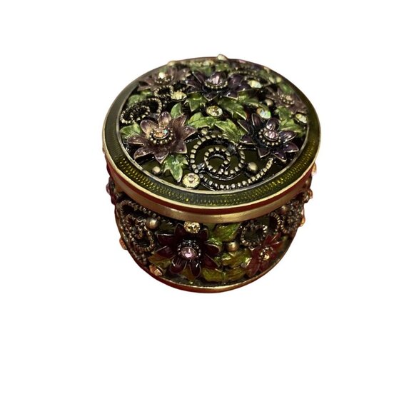 Folio Home Genuine Austrian Crystal Filligree Purple Flower Box NWT - Picture 3 of 13